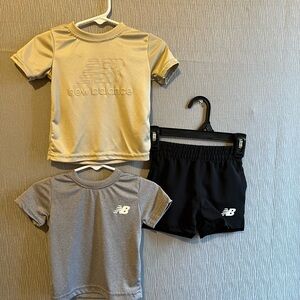 New Balance Kids Short Sleeve Tee & Shorts Set - Gold, Gray & Black